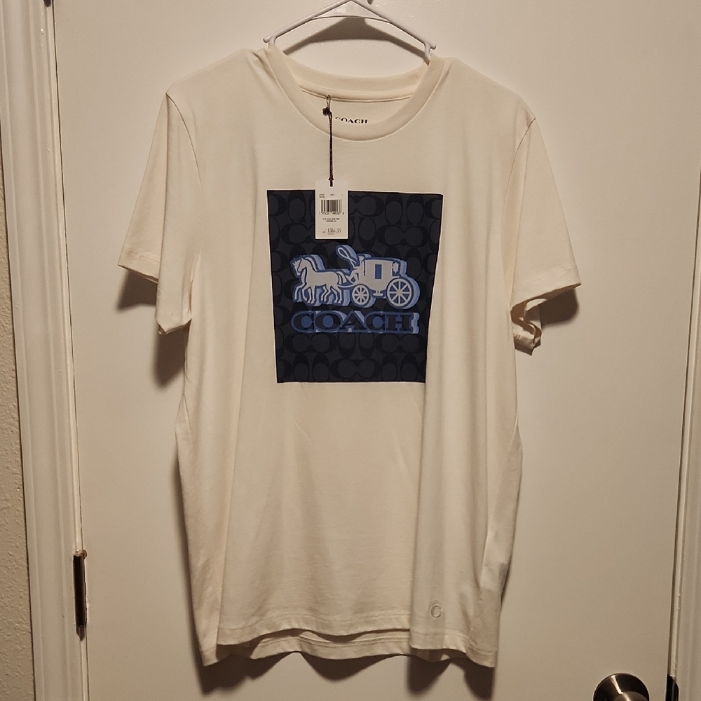 Coach White and Blue Short Sleeve Tee